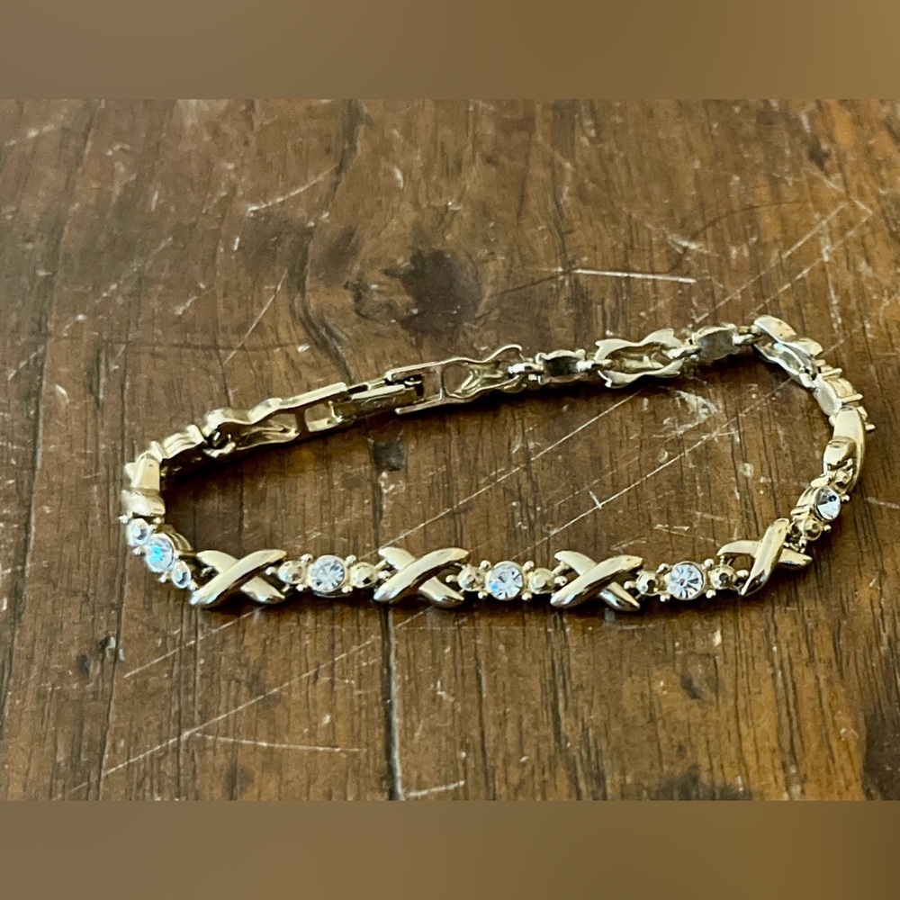 Vintage Avon X Bar Rhinestone Tennis Bracelet